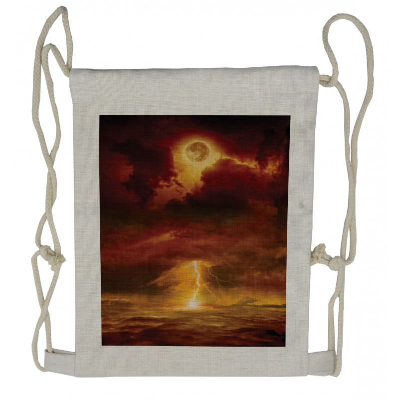 Storm Full Moon Beams Drawstring Backpack