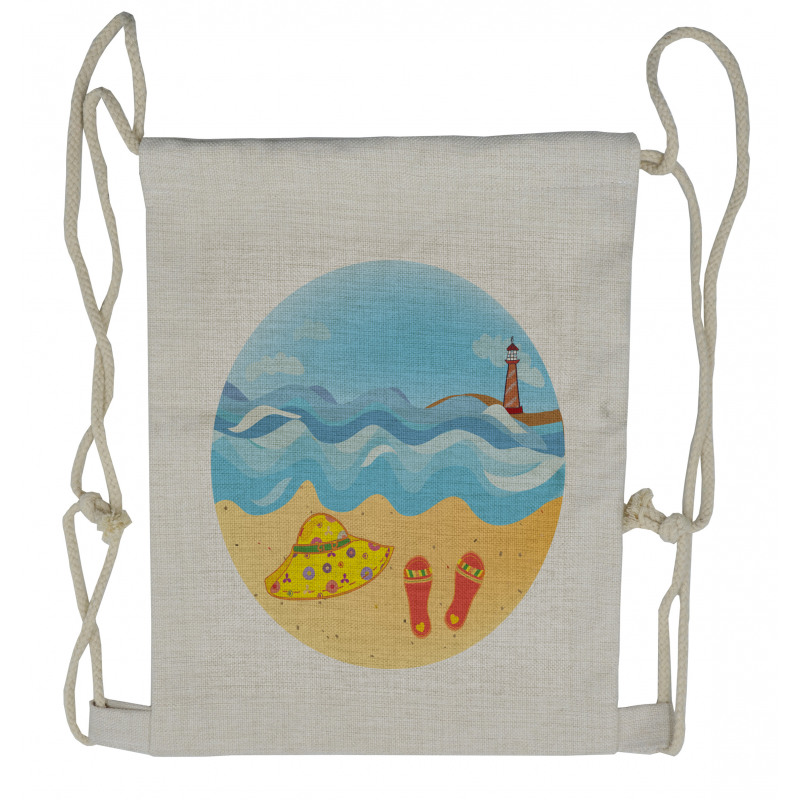 Minimal Doodle Ocean Drawstring Backpack