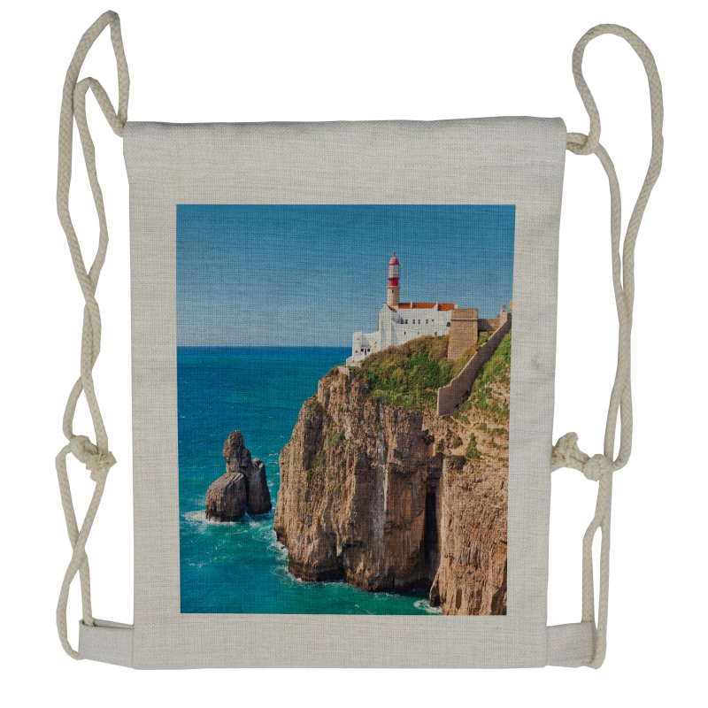 Cliff Rocks Sunny Day Drawstring Backpack