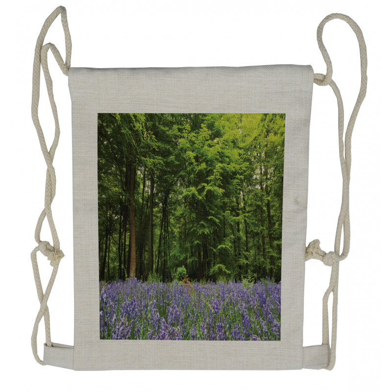 Bluebell Flowers Forest Drawstring Backpack