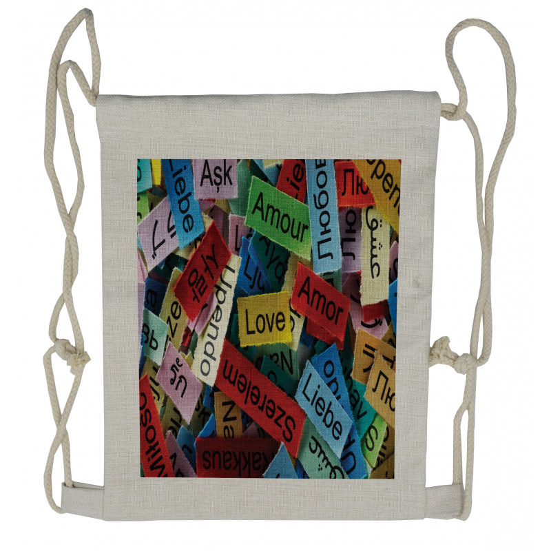 Words Composition Love Drawstring Backpack