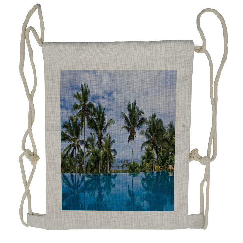 Infinity Pool Palm Drawstring Backpack