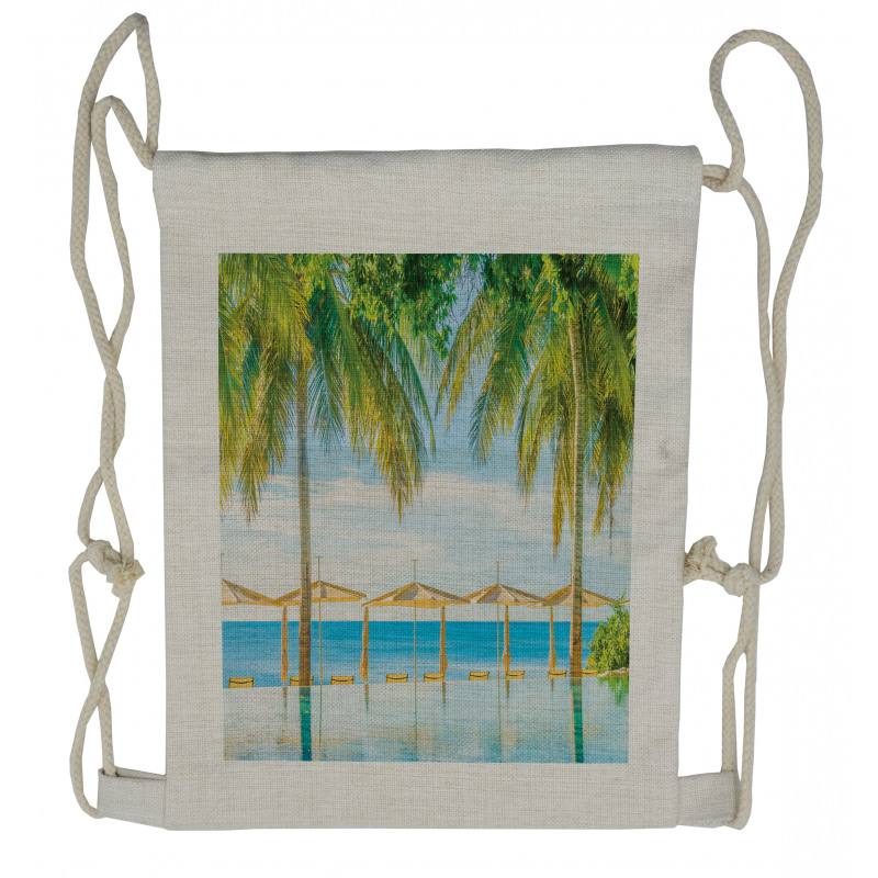 Pool Resort Summer Drawstring Backpack