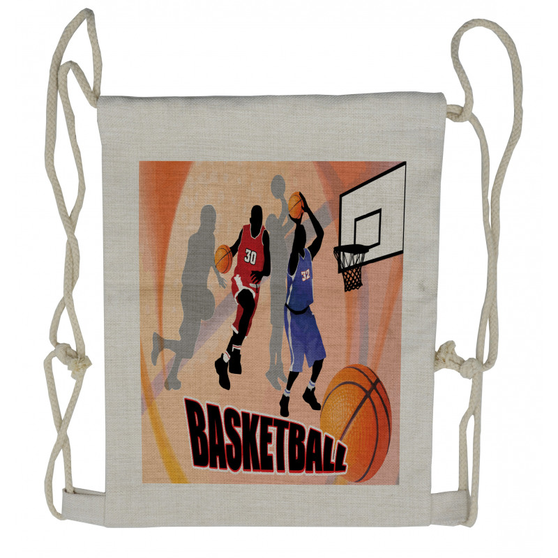 Vintage Basketball Art Drawstring Backpack