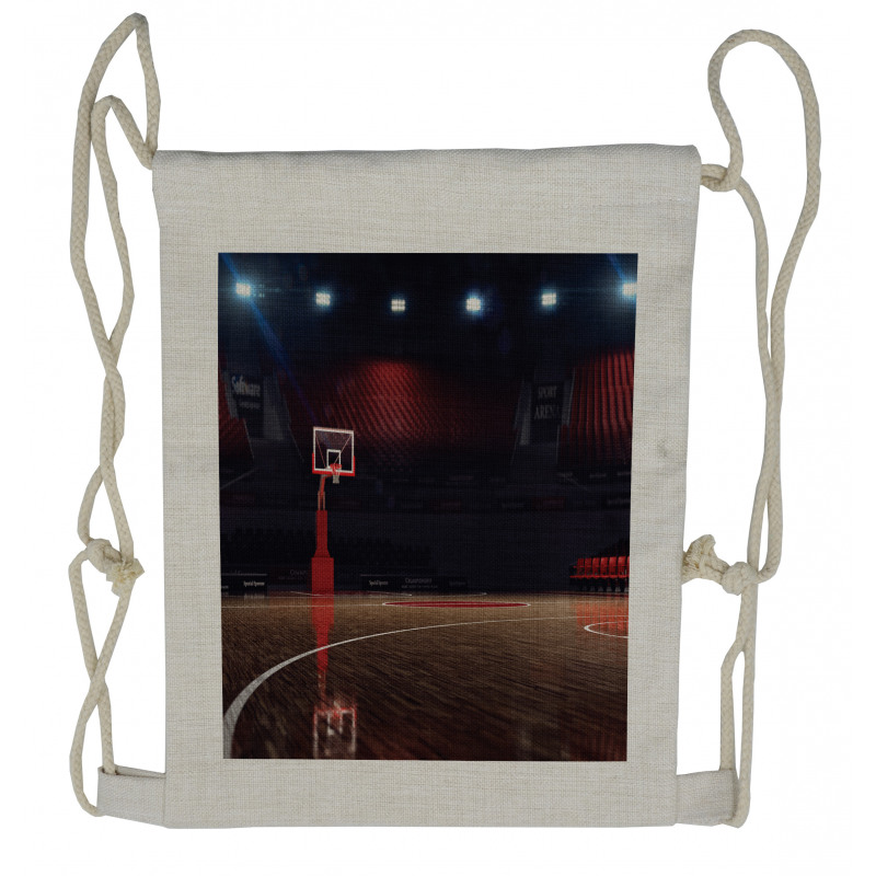 Empty Basketball Court Drawstring Backpack