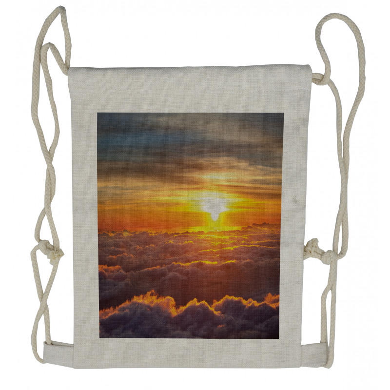 Sunset Scene on Clouds Drawstring Backpack