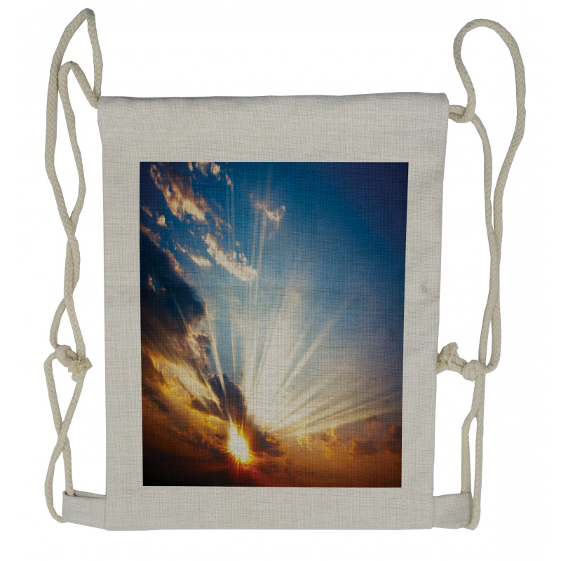 Sunbeams in Sky Scenery Drawstring Backpack