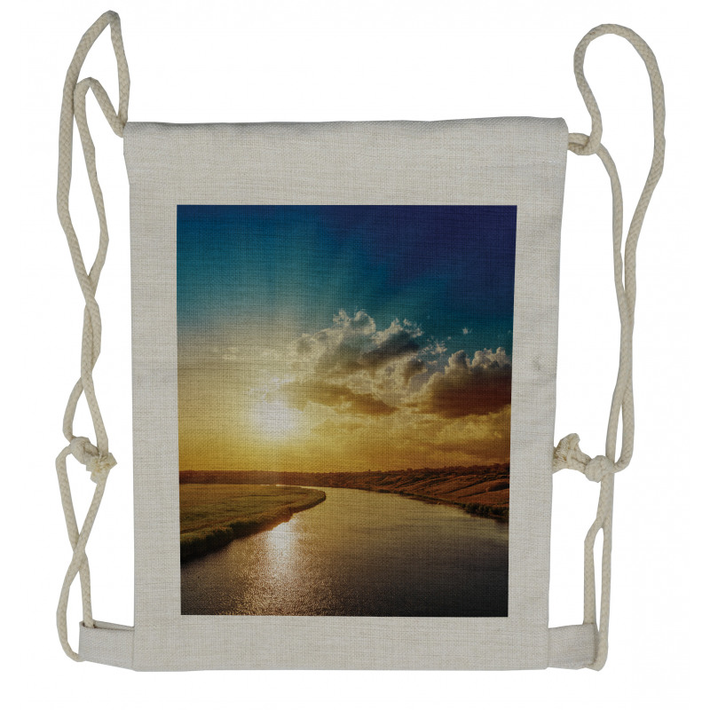 Dreamy Sunset on River Drawstring Backpack