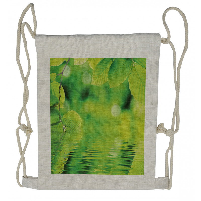 Leaves and River Peace Drawstring Backpack