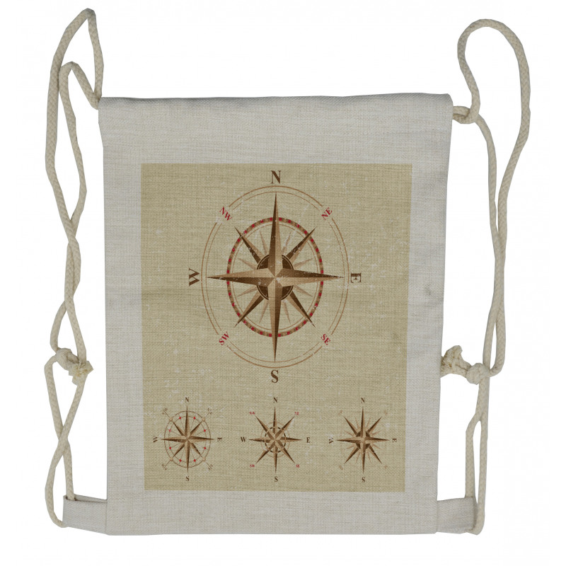 Compass Nautical Retro Drawstring Backpack