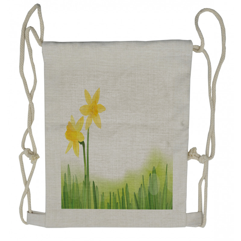 Daffodils with Grass Drawstring Backpack