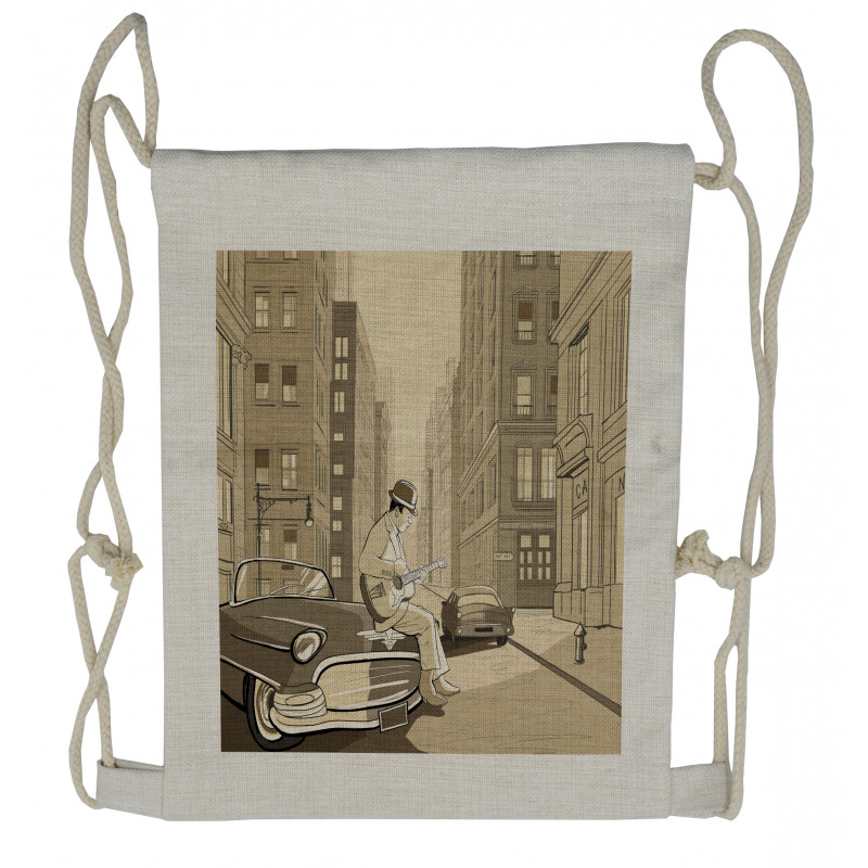 Old Street of New York Drawstring Backpack