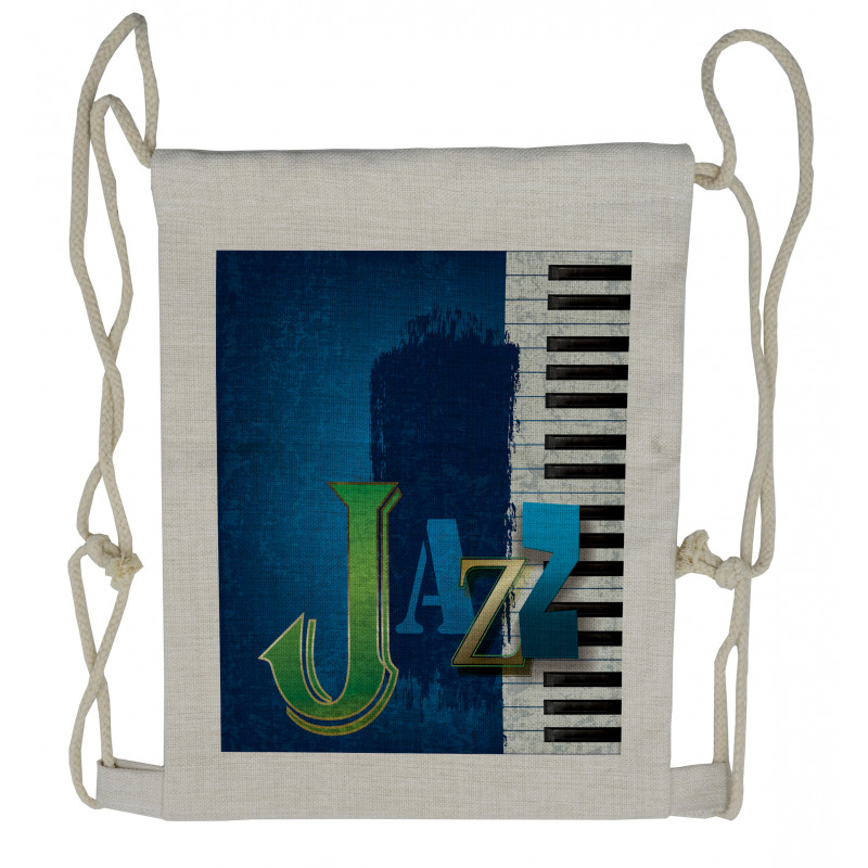 Jazz Music Keys Guitar Drawstring Backpack