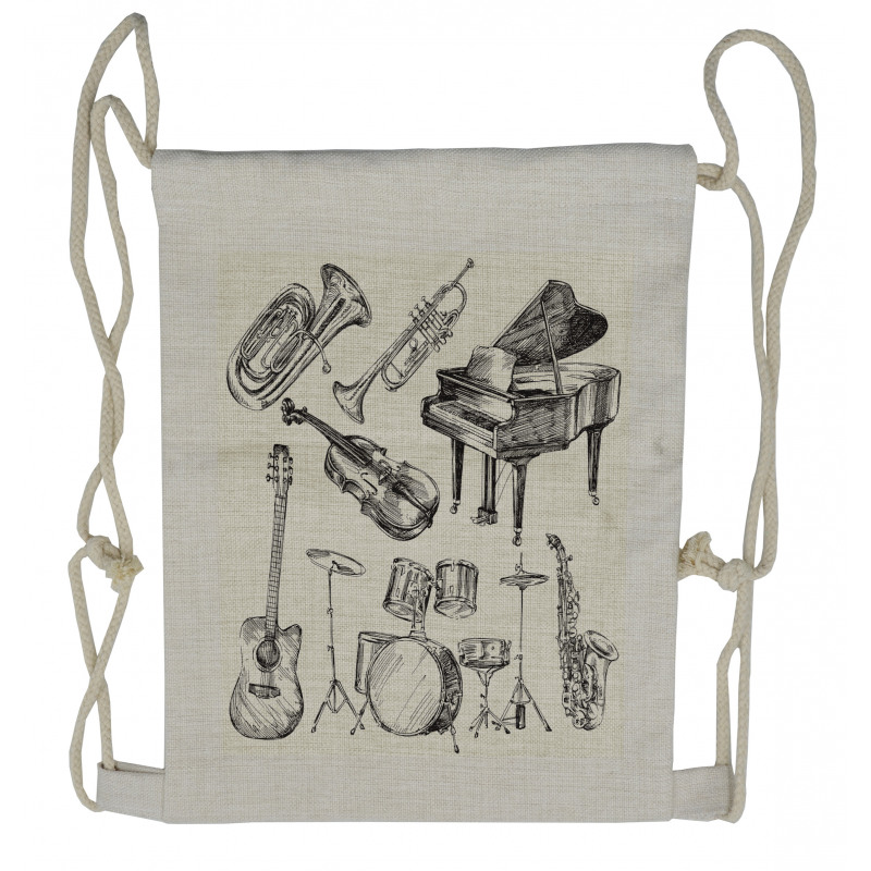 Musical Instruments Drawstring Backpack