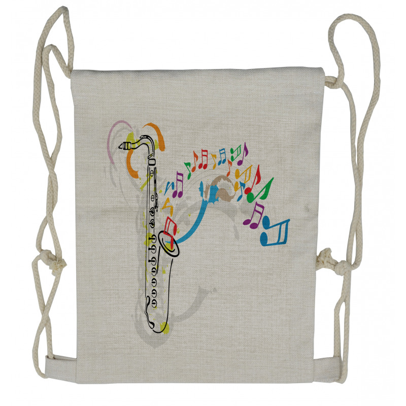 Festival Music Notes Drawstring Backpack