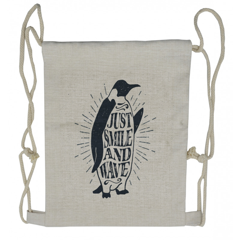 Penguin and Words Drawstring Backpack