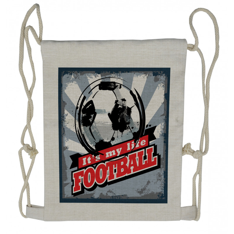 Grungy Football Pop Art Drawstring Backpack