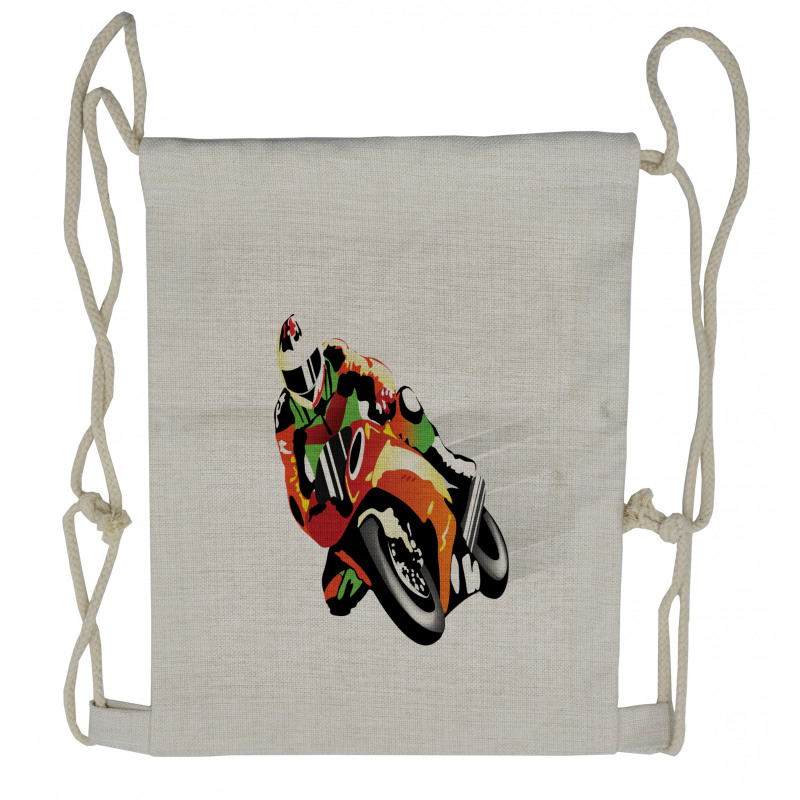 Motorcycle Racer Sport Drawstring Backpack