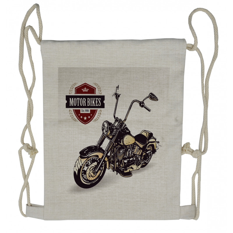 Old Classic Motorcycle Drawstring Backpack