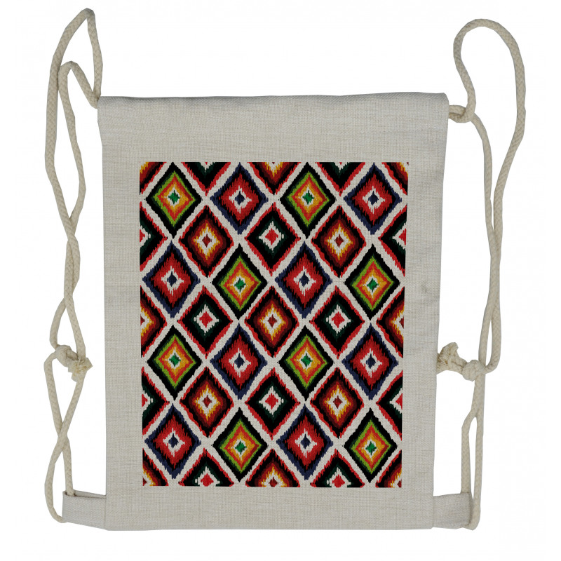 Vintage Folk Border Drawstring Backpack