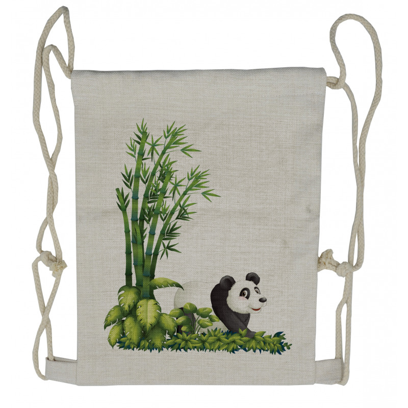 Panda Bear Bamboo Drawstring Backpack