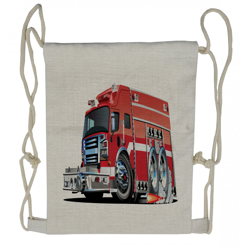 Fire Truck Rescue Team Drawstring Backpack