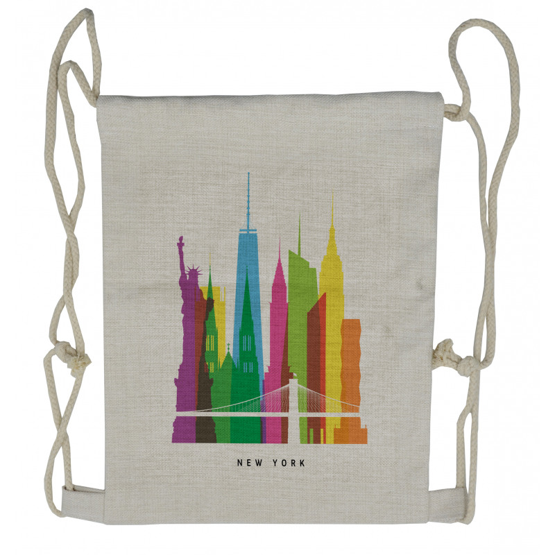 New York Landmarks Drawstring Backpack