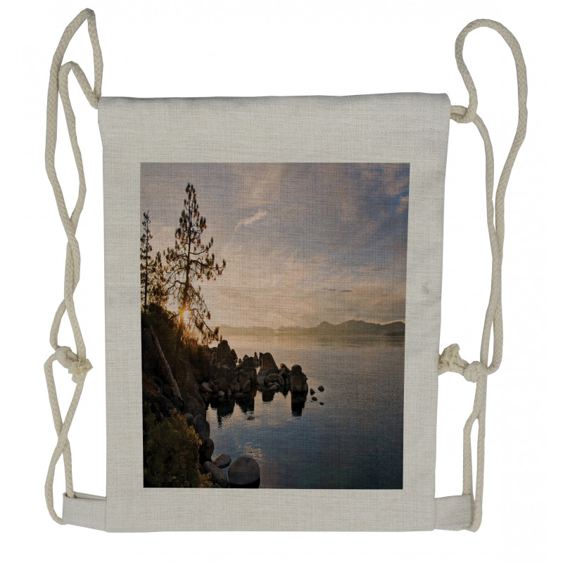 Lake Tahoe at Sunset Drawstring Backpack