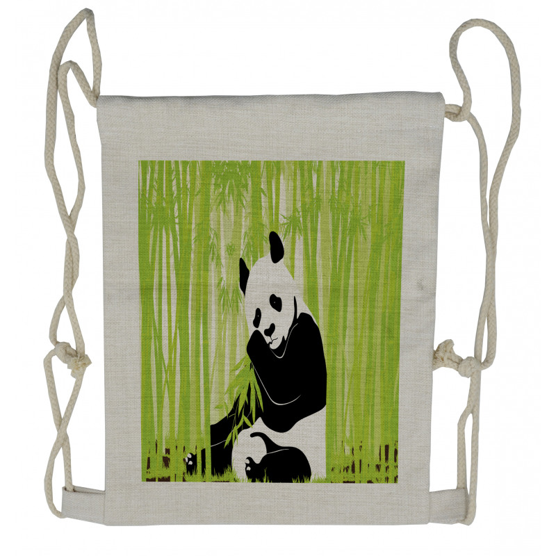 Panda in Bamboo Forest Drawstring Backpack