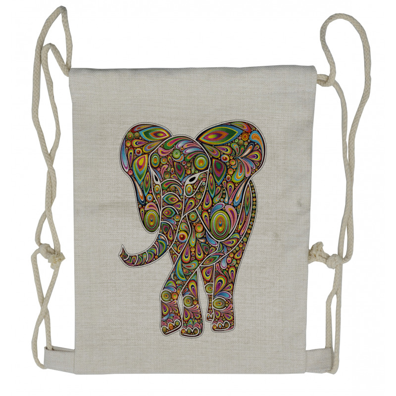 Boho Elephant Art Drawstring Backpack