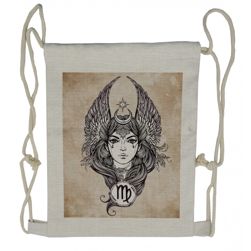 Hand Drawn Astrological Drawstring Backpack
