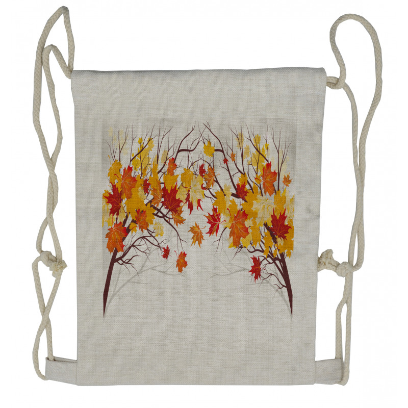 Cartoon Maple Autumn Tree Drawstring Backpack