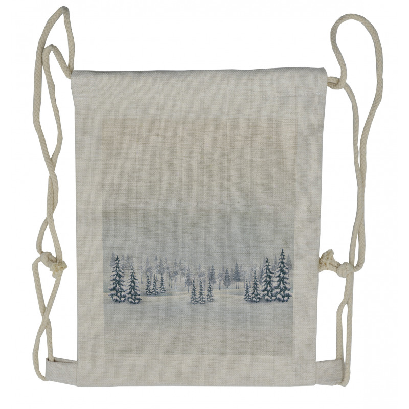 Foggy Weather Trees Drawstring Backpack