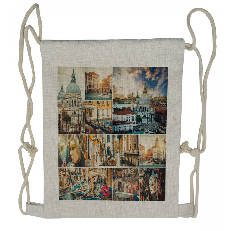 Venice Cityscape Canal Drawstring Backpack