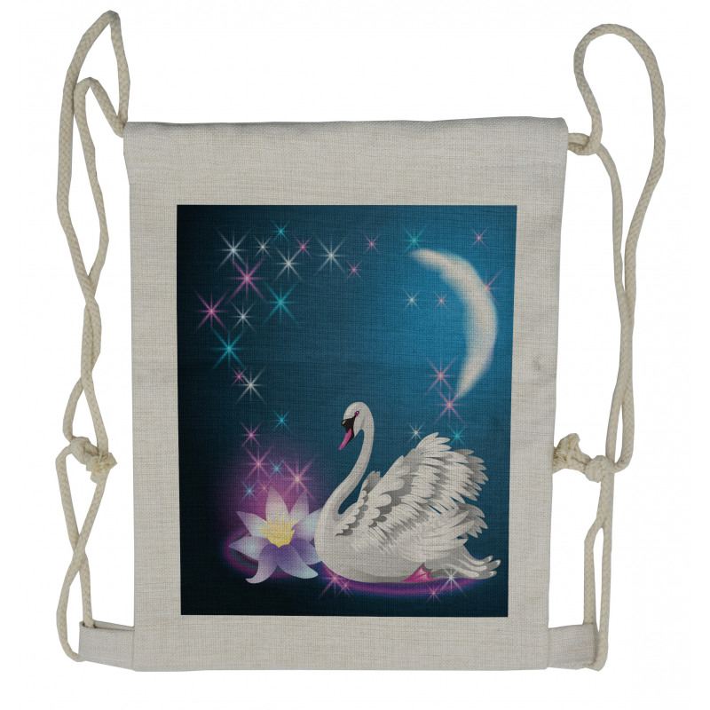 Magic Lily White Swan Drawstring Backpack