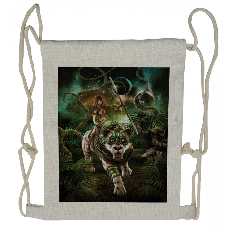 Fantasy Tiger Galaxy Drawstring Backpack