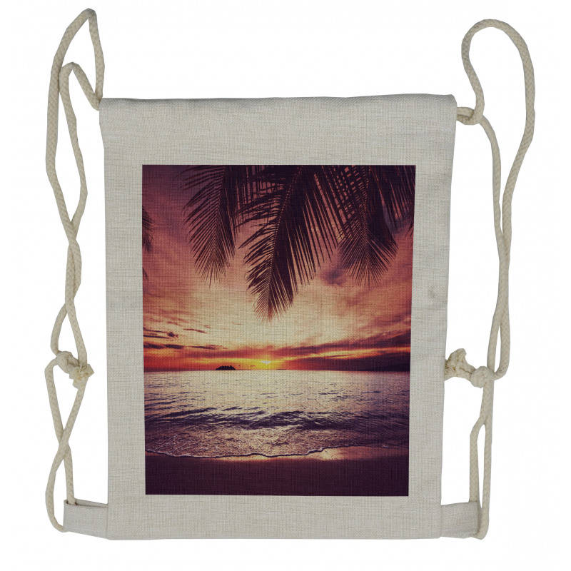 Sunset Ocean Waves Drawstring Backpack