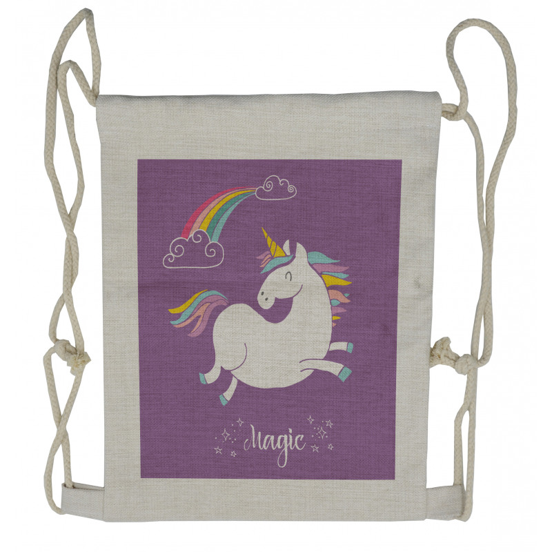 Purple Kids Rainbow Drawstring Backpack