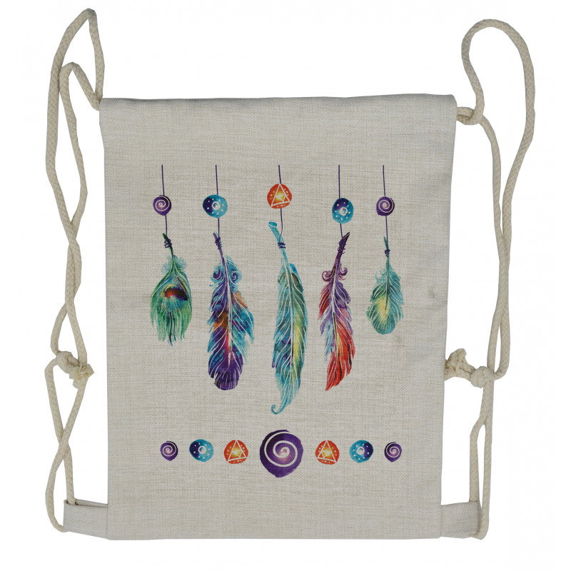 Feather Hippie Drawstring Backpack