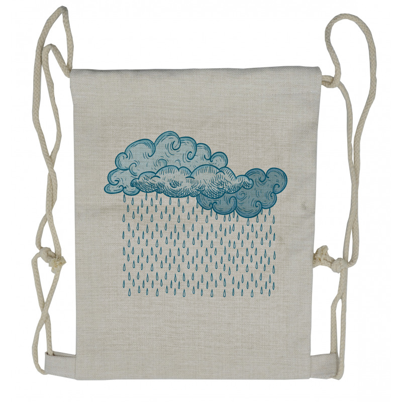 Rain Cloud Sketch Fall Drawstring Backpack