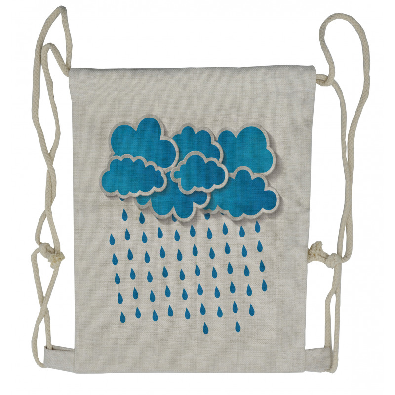 Puffy Clouds Rainy Day Drawstring Backpack