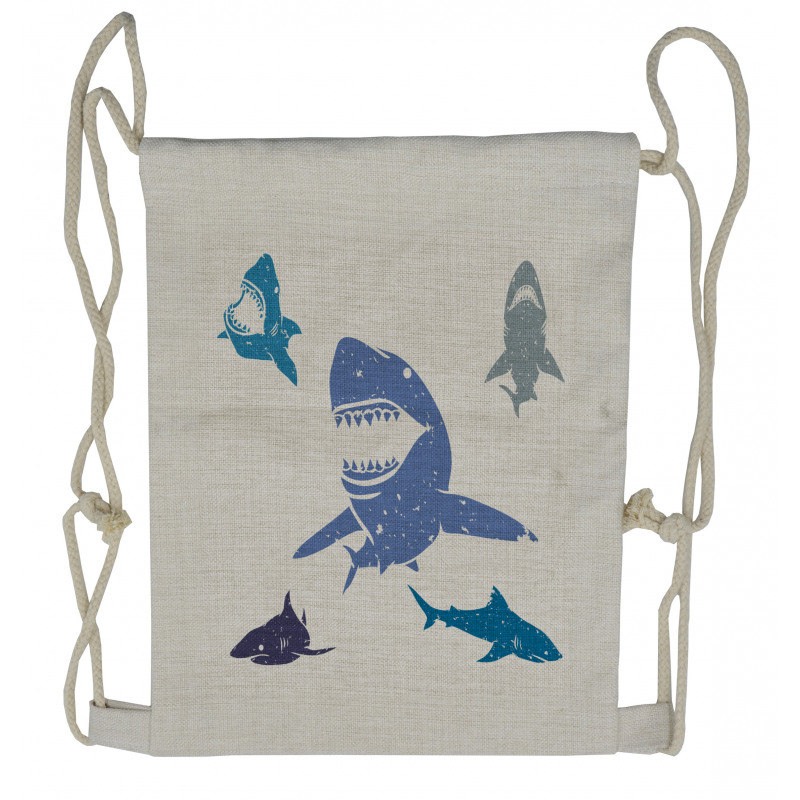 Grunge Sharks Wildlife Drawstring Backpack