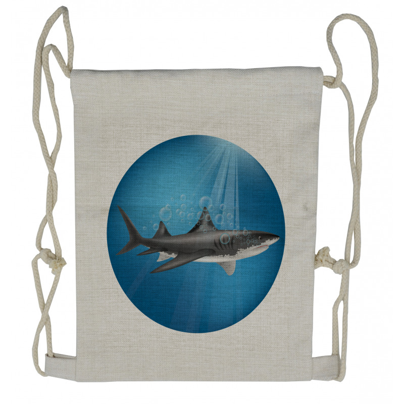 Shark Underwater Hunter Drawstring Backpack