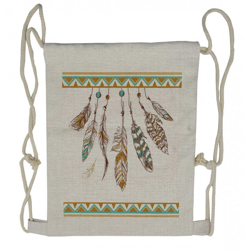 Boho Style Feather Old Drawstring Backpack