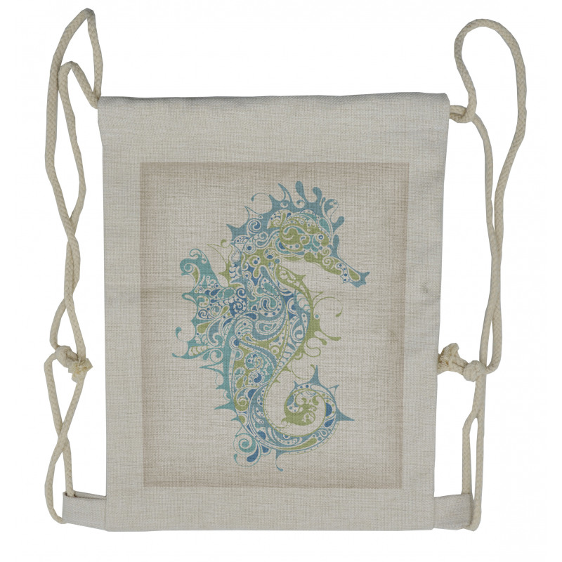 Greek Seahorse Mythological Drawstring Backpack