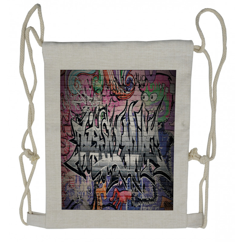 Graffiti Grunge Wall Art Drawstring Backpack