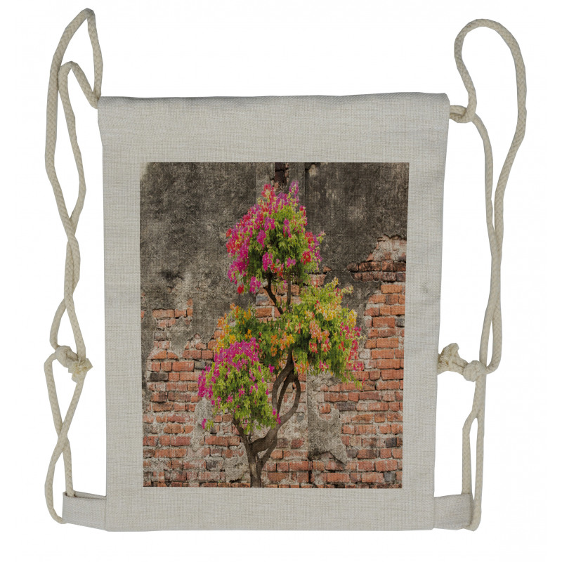 Flourishing Tree Wall Drawstring Backpack