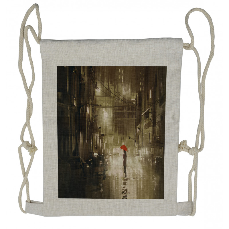 Romantic View Rainy Day Drawstring Backpack