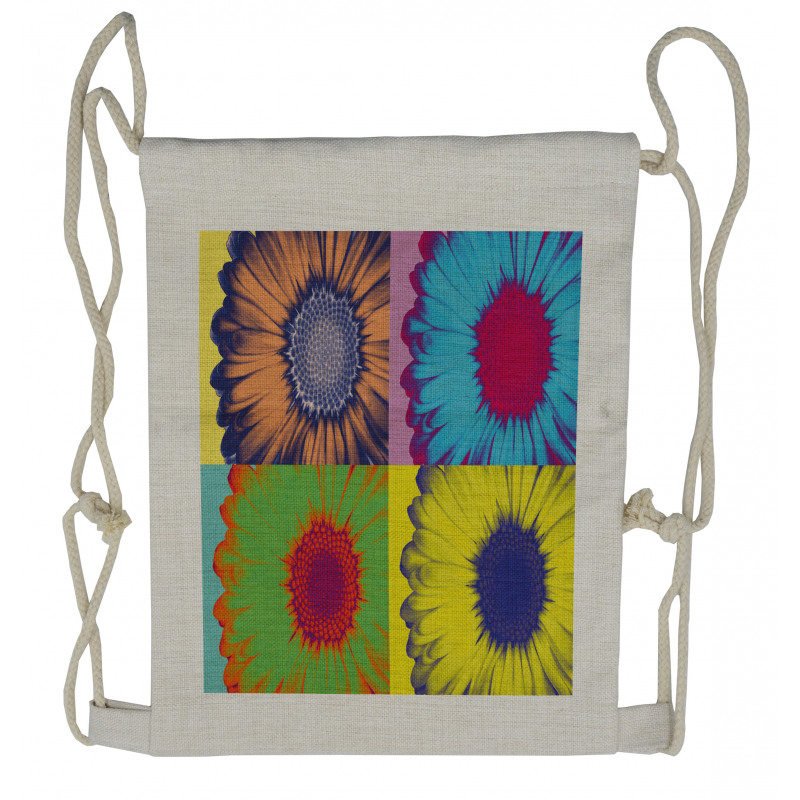 Daisy Flower Collage Drawstring Backpack