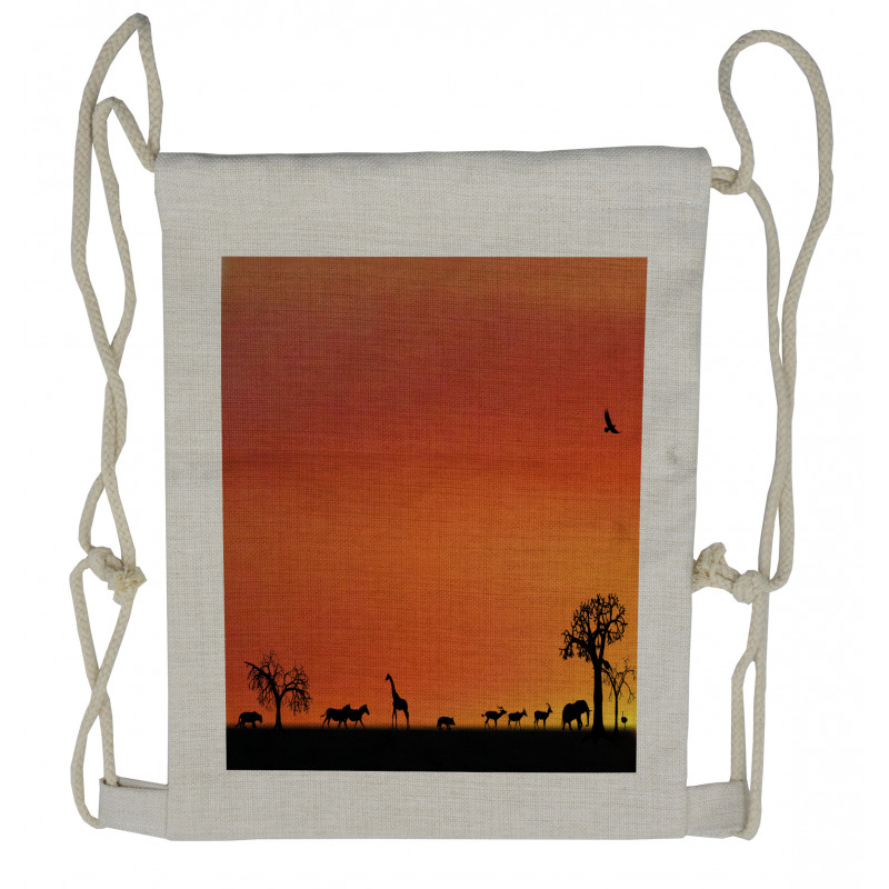 Safari Sunset with Gull Drawstring Backpack